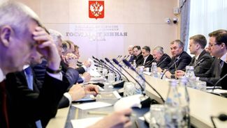 Alexander Mamut attends an Urban Areas and Public Spaces Development Council meeting chaired by State Duma Speaker Vyacheslav Volodin. Moscow, April 2017