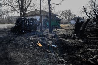 Destroyed Russian military equipment in a village near Chernihiv. March 28, 2022