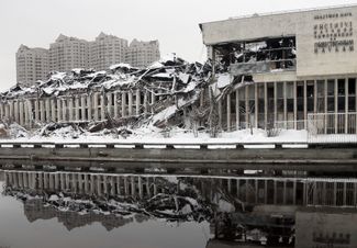 Здание ИНИОН РАН после пожара. Февраль 2015