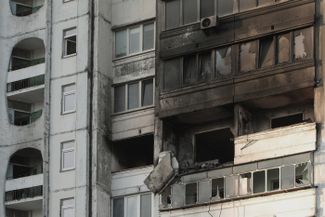 House on Balzac Street in Kyiv, 7th and 8th floors after bombing. November 14, 2025