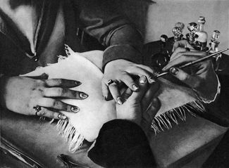 The hands of a manicurist, 1929.