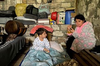 Children in a shelter during shelling in Stepanakert. September 20, 2023.