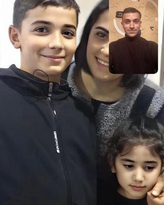 Gegham Asryan on a video call with his wife and children