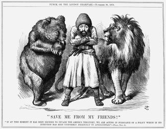 Британская карикатура времен «Большой игры» (1878)