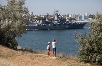 The Moskva rehearsing for a parade in Sevastopol. July 2021.