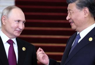Владимир Путин и Си Цзиньпин на форуме «Пояс и путь» в Пекине. 17 октября 2023 года