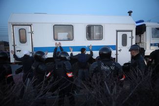 At least nine protesters were detained at the Chelyabinsk rally
