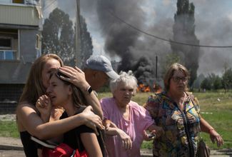 Жители Первомайскго в первые минуты после обстрела