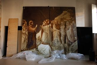 Репродукция фрески Джотто «Воскрешение Лазаря»