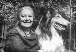 Vera Chaplina with her favorite dog, Rada the Scottish shepherd