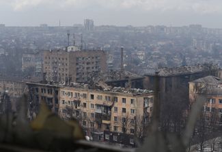 Residential buildings damaged by shelling in Mariupol. April 3, 2022.