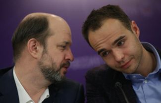 German Klimenko (left) and Sergey Grebennikov, head of the Russian Center for Information Technologies.