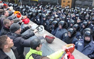 Акция протеста шахтеров в Киеве, апрель 2015 года