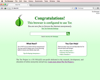 Скриншот браузера Tor