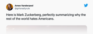 «Вот Марк Цукерберг наглядно показывает, за что весь остальной мир ненавидит Америку»