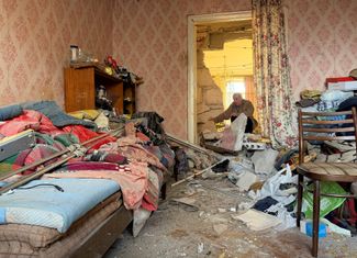 An apartment in a house damaged by a Russian raid in the Dnieper, April 25, 2026.