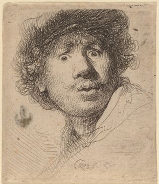 Рембрандт, Автопортрет с широко открытыми глазами, 1630
