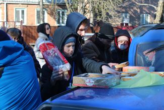 Эвакуированные жители ДНР на хуторе Красный десант, Ростовской области. 19 февраля 2022