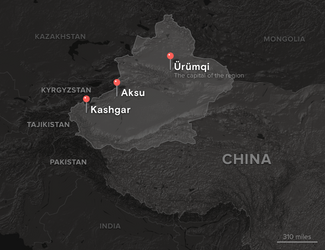 A map of Xinjiang and surrounding territories