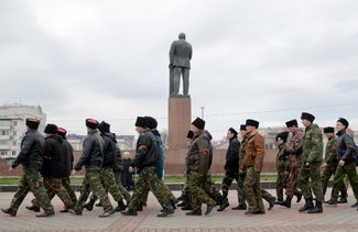 Cossacks in Simferopol. March 8, 2014.