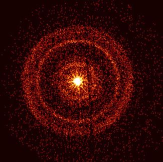 Снимок послесвечения гамма-вспышки GRB 221009A примерно через час после того, как она была впервые обнаружена. Сделан рентгеновским телескопом Swift