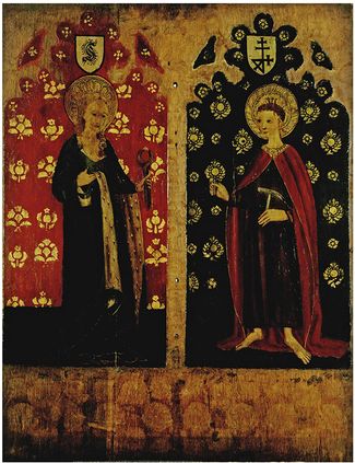 Святая Агата, держащая щипцы, Святой Уильям Нориджский держит в правой руке гвозди