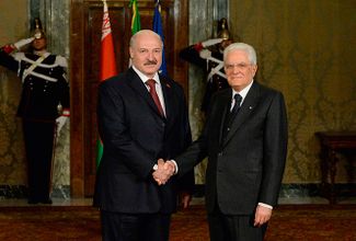 Президент Беларуси Александр Лукашенко и президент Италии Серджио Маттарелла, 20 мая 2016 года