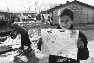 A refugee child at a Bosnian Muslim camp in Zagreb, Croatia. 1993.
