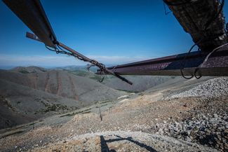 Rails for a mine-car loader at “Sopka”