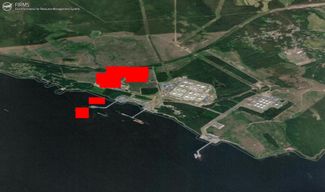 Fire in the port of Primorsk on the FIRMS forest fire monitoring satellite map