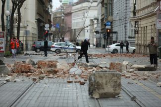 Разрушения на центральных улицах столицы Хорватии