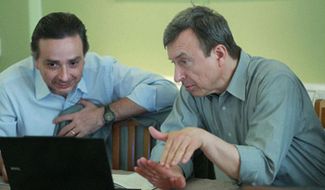 Встреча в ЦАГИ с партнерами по проекту гиперзвукового гражданского самолета HEXAFLY-INT. Марко Марини (CIRA, слева) и Анатолий Губанов, 2015 год
