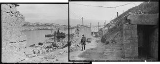 Южная бухта Севастополя с Корабельной стороны. Справа — вход в штольню, где размещался полевой госпиталь. 13 мая 1944 года