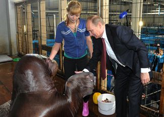 Владимир Путин во время посещения Приморского океанариума, 1 сентября 2013 года