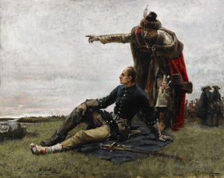 Шведский король Карл XII и Иван Мазепа после битвы при Полтаве. Картина 1879 года