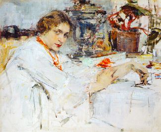 Николай Фешин «За самоваром. Портрет О.М. Ясеневой», 1913 год