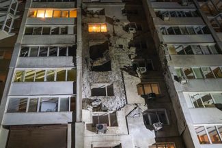 An apartment building in Odessa was damaged during a drone attack