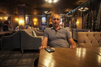 Albert Valiev in his restaurant, Vincenzo, in Tskhinvali, July 2018