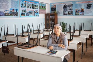 Fatima Ayupovna, the principal of School No. 10. Tokmok, Kyrgyzstan. January 2023.