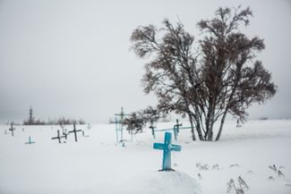 A cemetery for Gulag prisoners shot in the village of Yur-Shor during the Vorkuta Uprising on August 1, 1953.