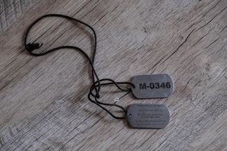 Gabidullin’s identification tag from his time with the Wagner group