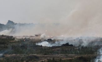 Tanks and infantry fighting vehicles (IFVs) conduct demonstrations at a firing range. Russia is known to have lost at least 968 tanks and 505 IVFs (including reconnaissance vehicles) in the war against Ukraine. 