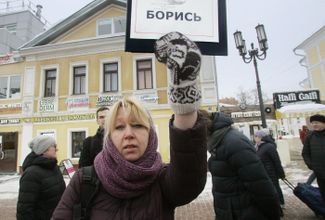 Irina Slavina at a march in memory of Boris Nemtsov. Nizhny Novgorod, 24 February 2019
