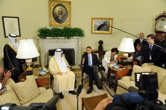Король Абдалла на встрече с президентом США Бараком Обамой в Вашингтоне, 29 июня 2010 года.