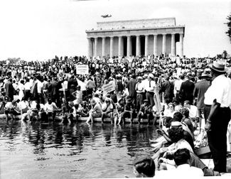 Protesters at a swimming pool on August 28, 1963. On this day, Martin Luther King Jr. gave his speech 