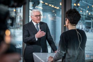 Frank-Walter Steinmeier speaks about mistakes made on a ZDF television broadcast, April 5, 2022.