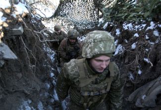 Украинские военные на линии соприкосновения в Донбассе. 16 февраля 2021 года
