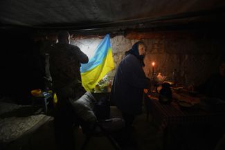 Seventy-year-old Lyubov Vlasenko and her 74-year-old husband, Hennadiy Serhiyev, take refuge in a Kharkiv bomb shelter in May 2022. Before this, they spent two months living under Russian occupation in an area of the Kharkiv region that was later liberated by the Ukrainian Armed Forces. 