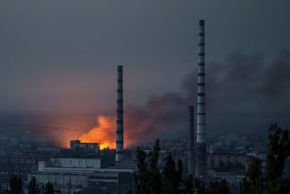 A fire at the Azot plant in Severodonetsk. June 18, 2022.