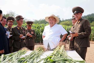 Ким Чен Ын на одной из северокорейских ферм. 2015 год